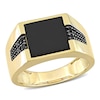 Thumbnail Image 0 of Men's 10.0mm Square Onyx and 0.15 CT. T.W. Black Enhanced Diamond Side Accent Signet Ring in 10K Gold