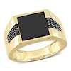 Thumbnail Image 1 of Men's 10.0mm Square Onyx and 0.15 CT. T.W. Black Enhanced Diamond Side Accent Signet Ring in 10K Gold
