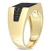 Thumbnail Image 1 of Men's 10.0mm Square Onyx and 0.15 CT. T.W. Black Enhanced Diamond Side Accent Signet Ring in 10K Gold
