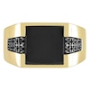 Thumbnail Image 3 of Men's 10.0mm Square Onyx and 0.15 CT. T.W. Black Enhanced Diamond Side Accent Signet Ring in 10K Gold