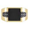 Thumbnail Image 4 of Men's 10.0mm Square Onyx and 0.15 CT. T.W. Black Enhanced Diamond Side Accent Signet Ring in 10K Gold