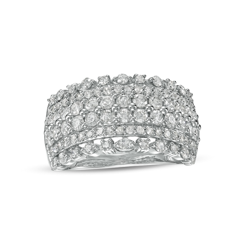 Main Image 1 of 1.45 CT. T.W. Diamond Multi-Row Anniversary Band in 10K White Gold