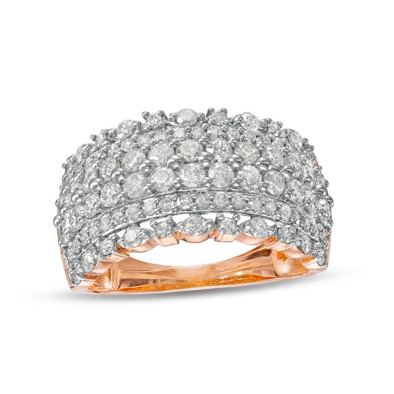 1.45 CT. T.W. Diamond Multi-Row Anniversary Band in 10K Rose Gold