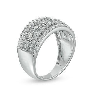 0.95 CT. T.W. Diamond Multi-Row Leaf Anniversary Band in Sterling Silver