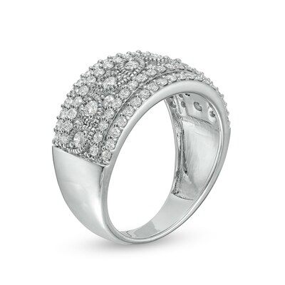 0.95 CT. T.W. Diamond Multi-Row Leaf Anniversary Band in Sterling Silver