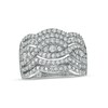1.23 CT. T.W. Diamond Twist Multi-Row Anniversary Band in 10K White Gold