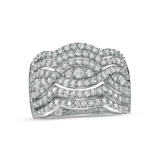 1.23 CT. T.W. Diamond Twist Multi-Row Anniversary Band in 10K White Gold