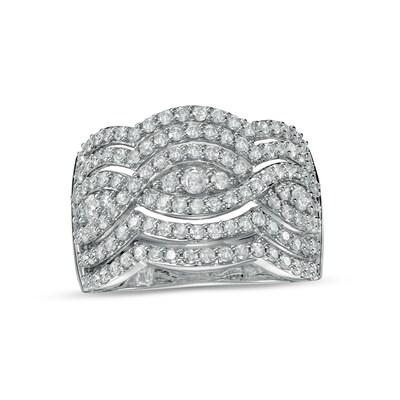 1.23 CT. T.W. Diamond Twist Multi-Row Anniversary Band in 10K White Gold