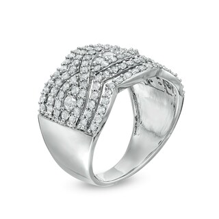 1.23 CT. T.W. Diamond Twist Multi-Row Anniversary Band in 10K White Gold