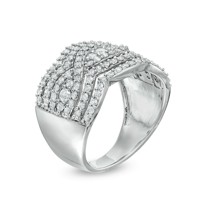 1.23 CT. T.W. Diamond Twist Multi-Row Anniversary Band in 10K White Gold
