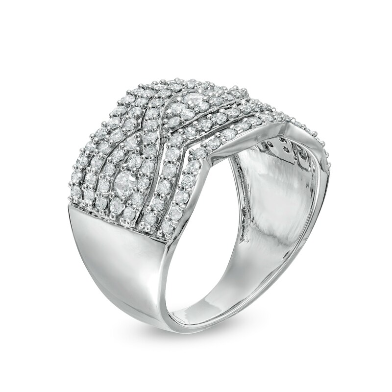 1.23 CT. T.W. Diamond Twist Multi-Row Anniversary Band in 10K White Gold