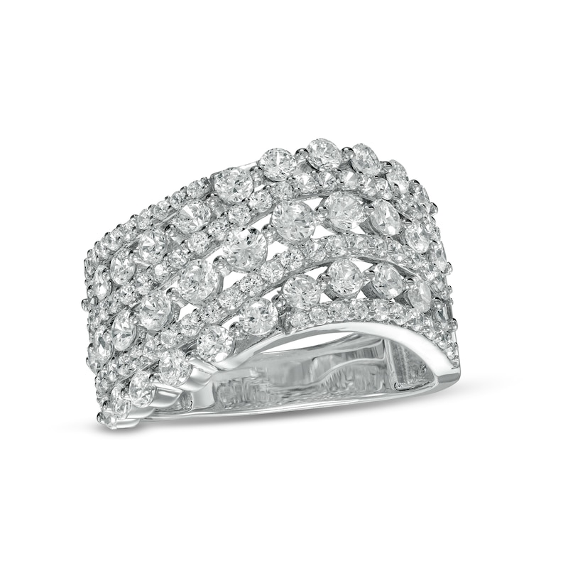 1.95 CT. T.W. Diamond Multi-Row Wave Anniversary Band in 10K White Gold