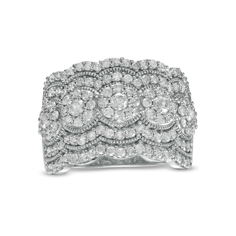 1.45 CT. T.W. Multi-Diamond Art Deco Vintage-Style Anniversary Band in Sterling Silver