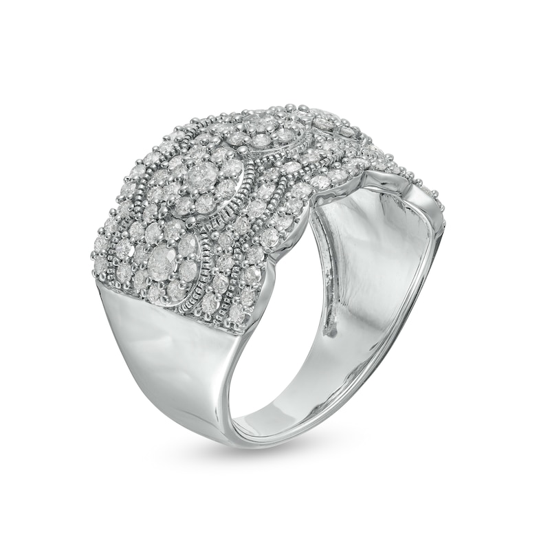 1.45 CT. T.W. Diamond Art Deco Vintage-Style Anniversary Band in Sterling Silver