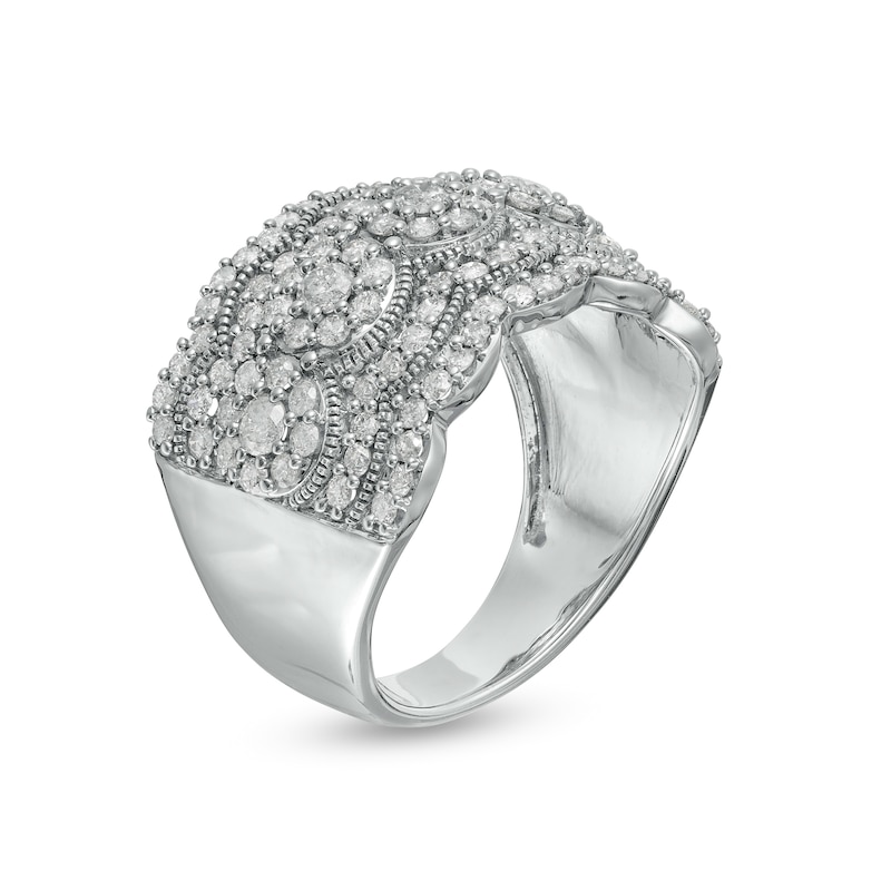 1.45 CT. T.W. Multi-Diamond Art Deco Vintage-Style Anniversary Band in Sterling Silver