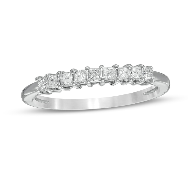 0.29 CT. T.W. Princess-Cut Diamond Nine Stone Anniversary Band in 10K White Gold