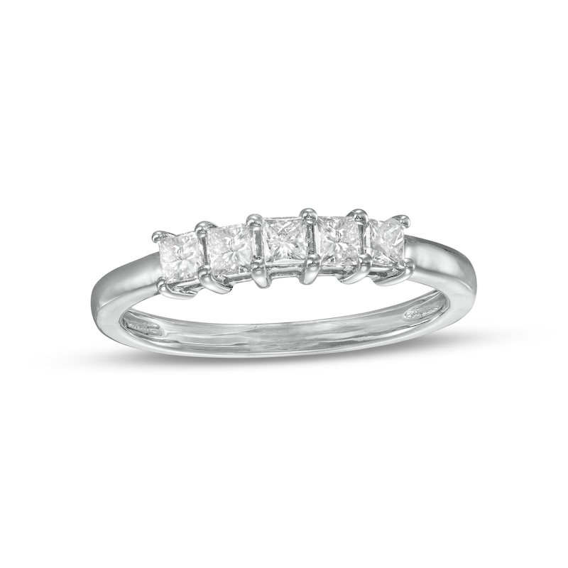 0.45 CT. T.W. Princess-Cut Diamond Five Stone Anniversary Band in 10K White Gold