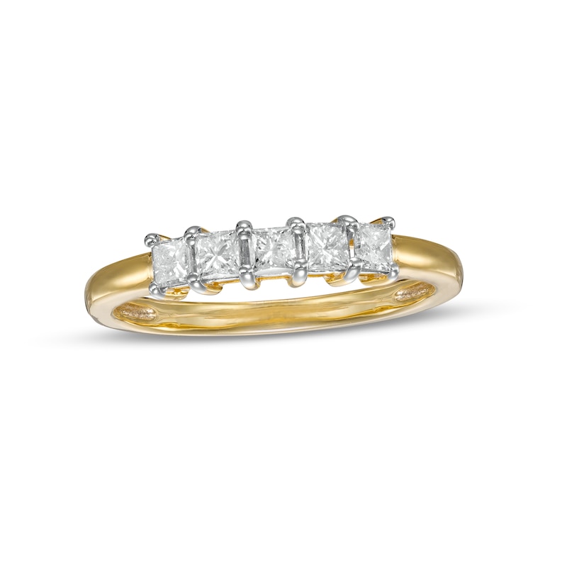 0.45 CT. T.W. Princess-Cut Diamond Five Stone Anniversary Band in 10K Gold