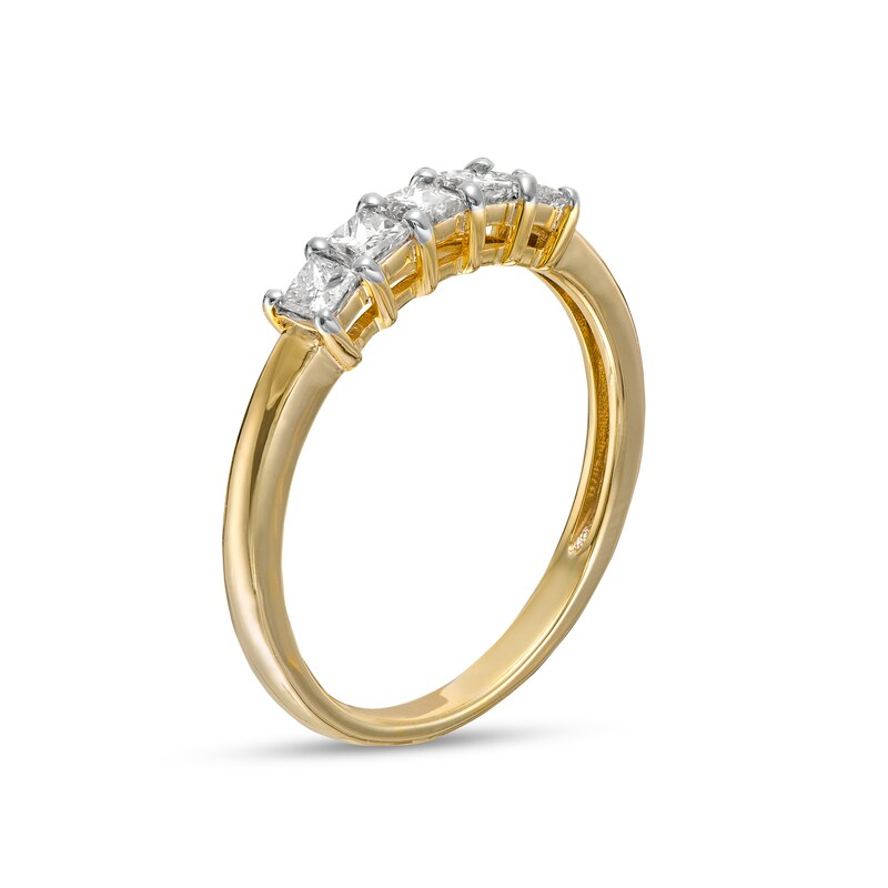 Main Image 3 of 0.45 CT. T.W. Princess-Cut Diamond Five Stone Anniversary Band in 10K Gold