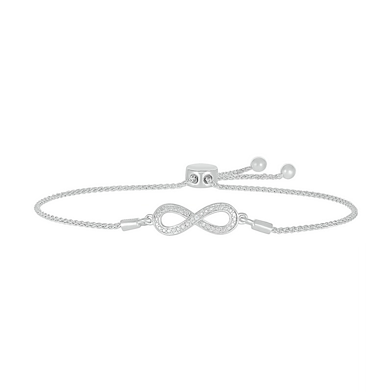 Diamond Accent Infinity Loop Bolo Bracelet in Sterling Silver – 9.5"|Peoples Jewellers