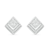 Diamond Accent Tilted Square Stud Earrings in Sterling Silver