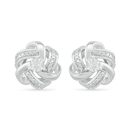 Diamond Accent Knot Stud Earrings in Sterling Silver