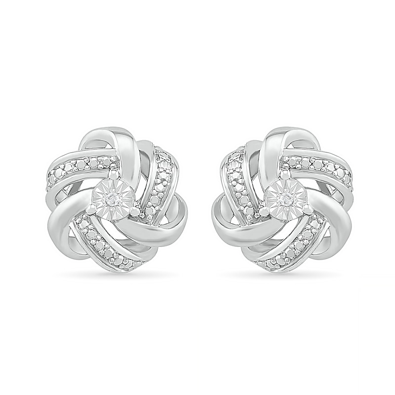 Main Image 1 of Diamond Accent Knot Stud Earrings in Sterling Silver