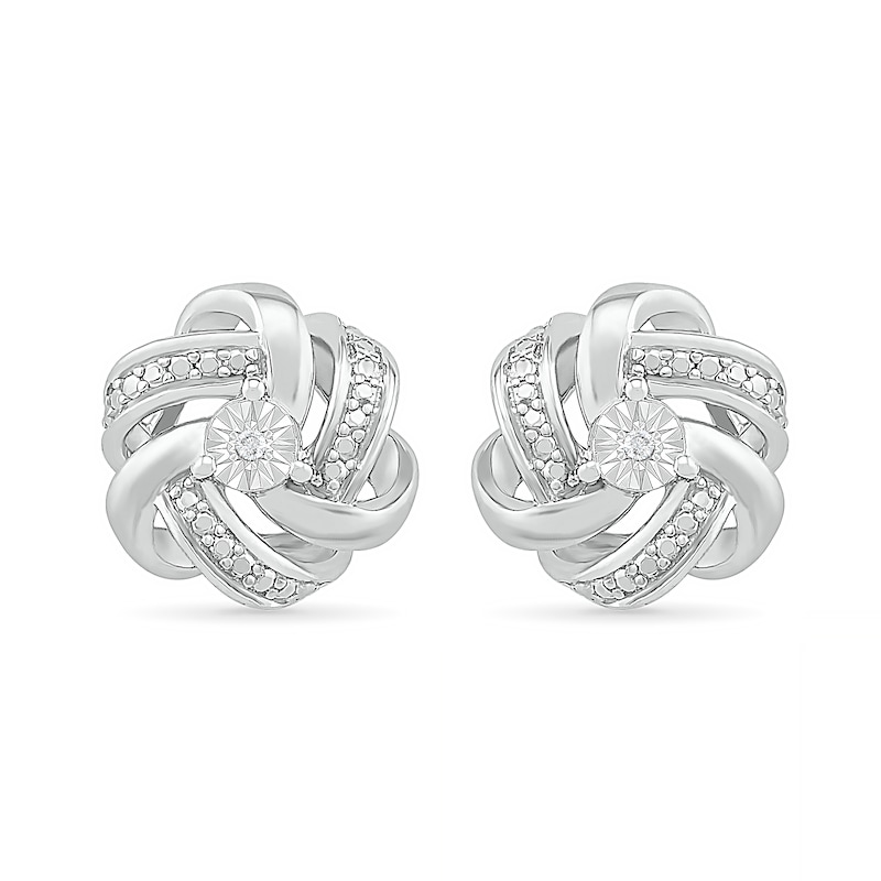 Diamond Accent Knot Stud Earrings in Sterling Silver|Peoples Jewellers