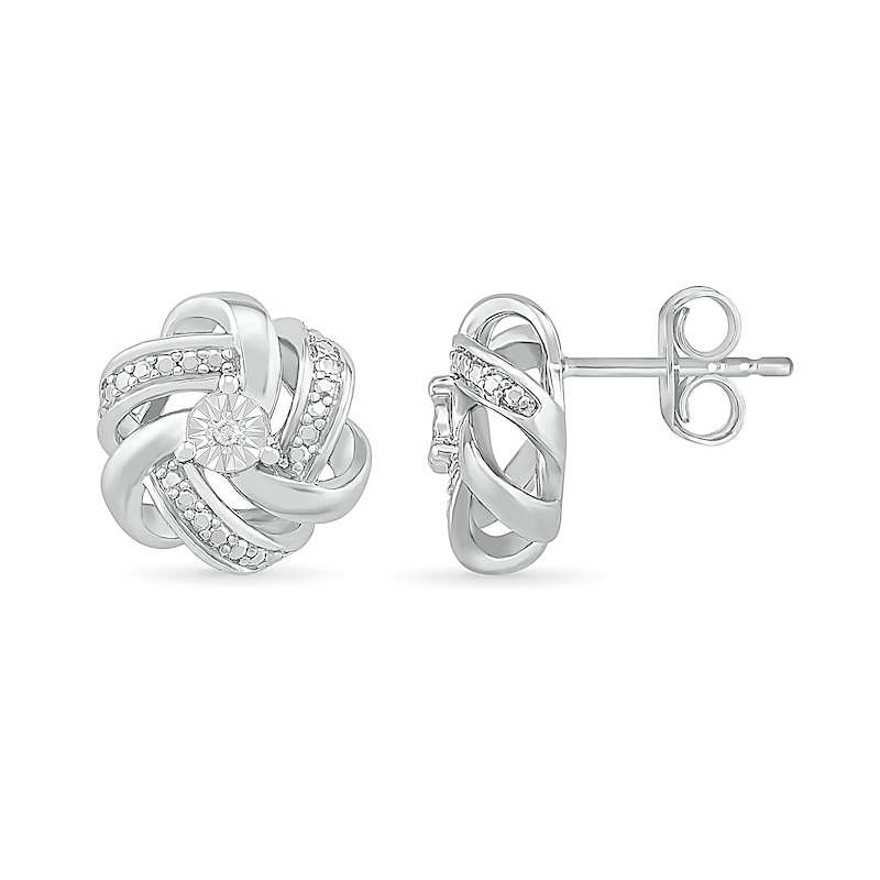 Main Image 3 of Diamond Accent Knot Stud Earrings in Sterling Silver