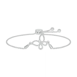 Diamond Accent Butterfly Bolo Bracelet in Sterling Silver – 9.5&quot;