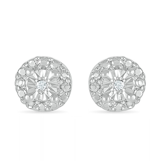 Diamond Accent Frame Stud Earrings in Sterling Silver