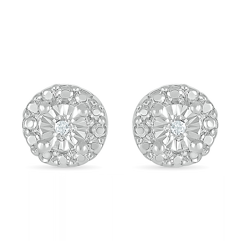 Diamond Accent Frame Stud Earrings in Sterling Silver