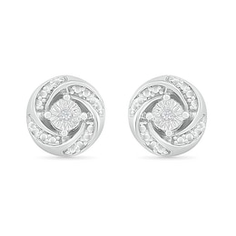 Diamond Accent Spiral Stud Earrings in Sterling Silver