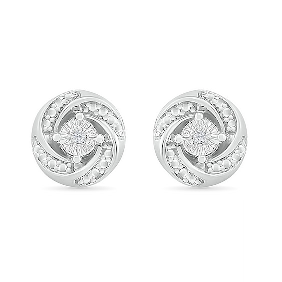 Diamond Accent Spiral Stud Earrings in Sterling Silver