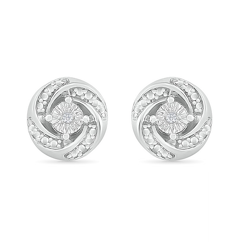 Diamond Accent Spiral Stud Earrings in Sterling Silver|Peoples Jewellers