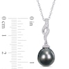Thumbnail Image 2 of Baroque Black Cultured Tahitian Pearl and Diamond Accent Cascading Flame Drop Pendant in Sterling Silver