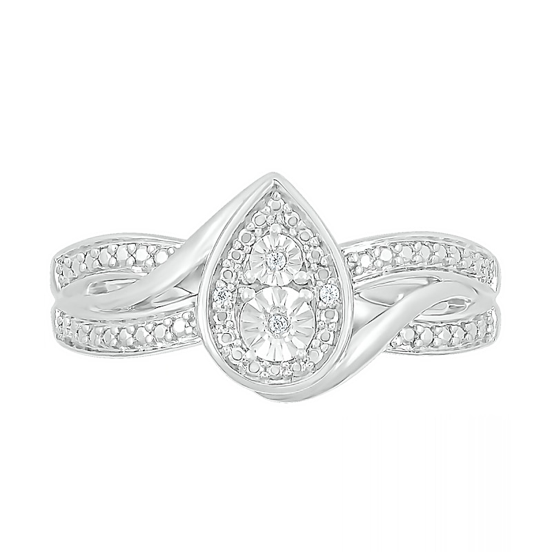 Main Image 2 of Composite Pear-Shaped Diamond Accent Crossover Twist Shank Ring in Sterling Silver