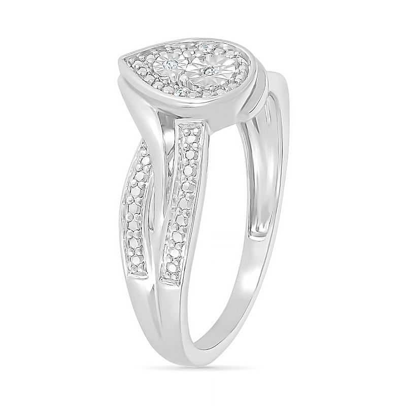 Main Image 3 of Composite Pear-Shaped Diamond Accent Crossover Twist Shank Ring in Sterling Silver