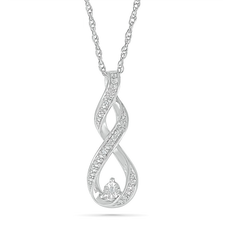 Diamond Accent Infinity Twist Pendant in Sterling Silver|Peoples Jewellers