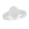 Thumbnail Image 0 of Composite Oval Diamond Accent Split Shank Ring in Sterling Silver