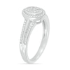 Thumbnail Image 1 of Composite Oval Diamond Accent Split Shank Ring in Sterling Silver