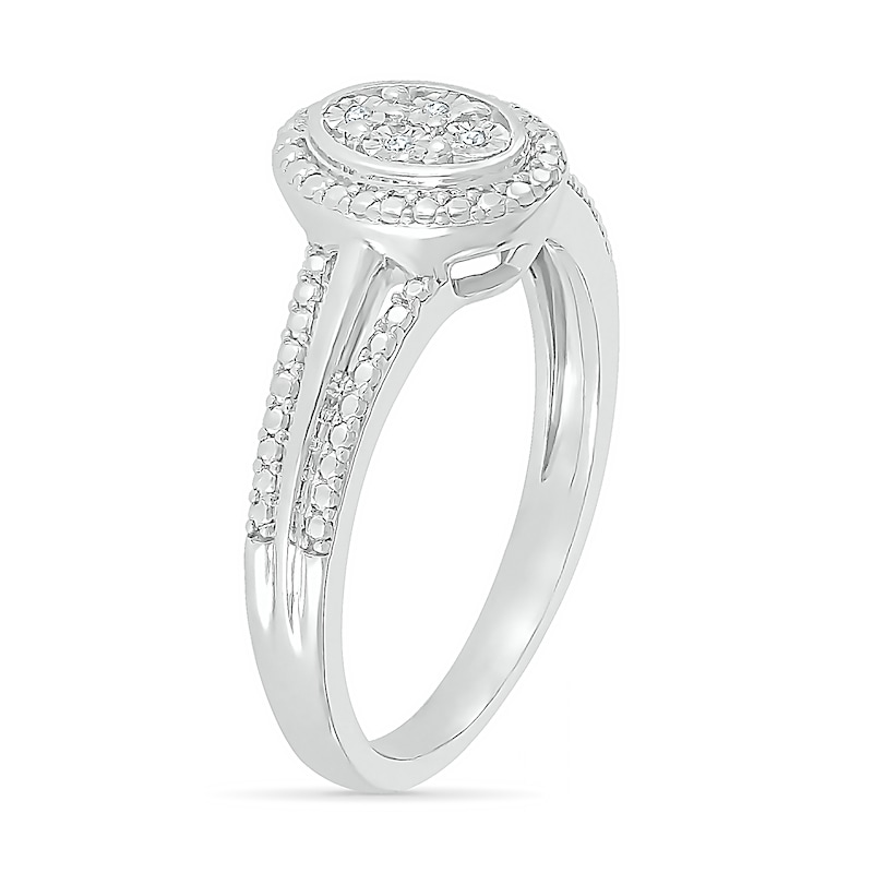 Composite Oval Diamond Accent Split Shank Ring in Sterling Silver