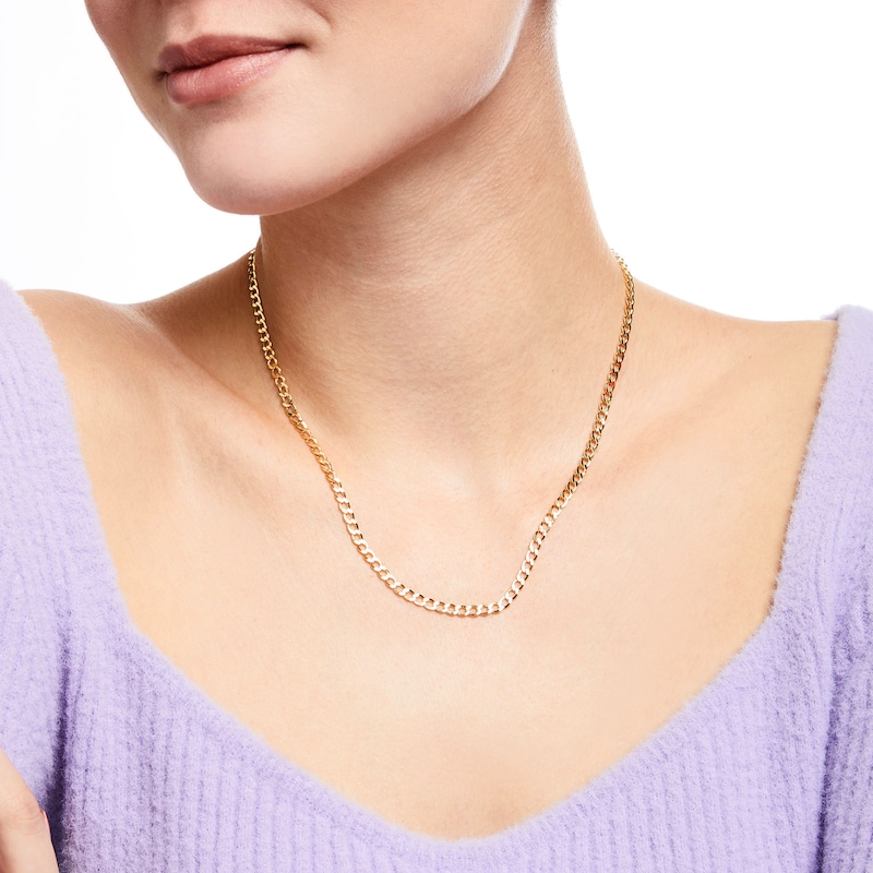 3.5mm Curb Chain Necklace in Hollow 10K Gold