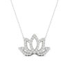 By Women for Women 0.10 CT. T.W. Diamond Lotus Flower Necklace in Sterling Silver