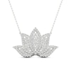 By Women for Women 0.33 CT. T.W. Diamond Lotus Flower Necklace in 10K White Gold