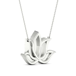 By Women for Women 0.33 CT. T.W. Diamond Lotus Flower Necklace in 10K White Gold