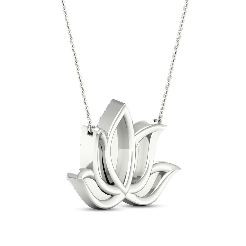 By Women for Women 0.33 CT. T.W. Diamond Lotus Flower Necklace in 10K White Gold