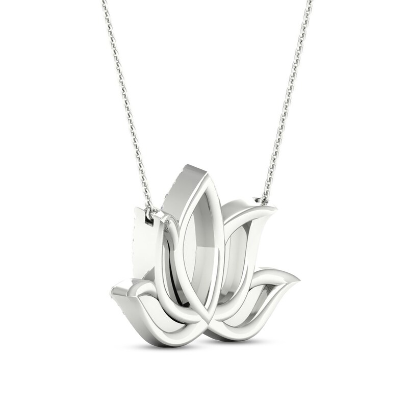 By Women for Women 0.33 CT. T.W. Diamond Lotus Flower Necklace in 10K White Gold|Peoples Jewellers