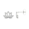 Thumbnail Image 3 of By Women for Women 0.25 CT. T.W. Diamond Lotus Flower Stud Earrings in 10K White Gold