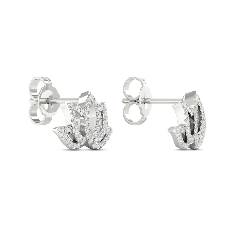 Main Image 4 of By Women for Women 0.25 CT. T.W. Diamond Lotus Flower Stud Earrings in 10K White Gold